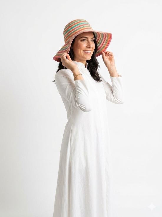 Accessories - Colorful Wide Paper Brim Sun Hat